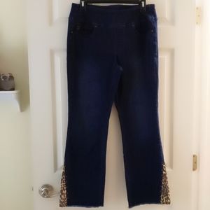 Belle by Kim Gravel Leopard Ankle Detail Jeggings 10P